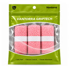 Green Vantorra GripTech pouch displaying three pink towel overgrip rolls.